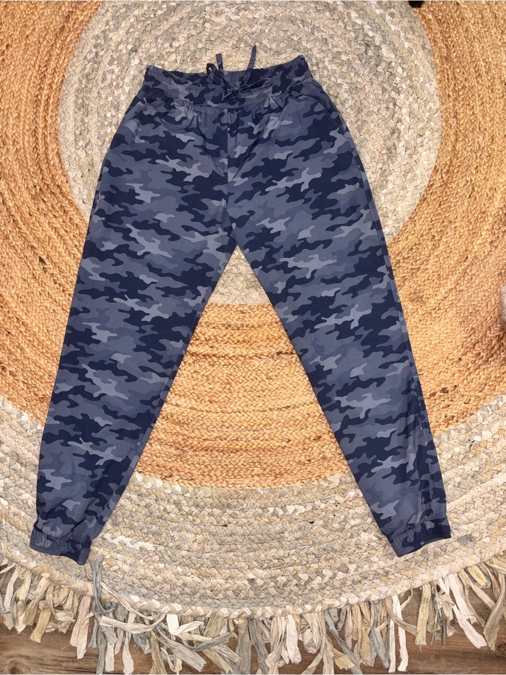 Women's Navy Gray Camo Jogger Pants - Casual Track Joggers
